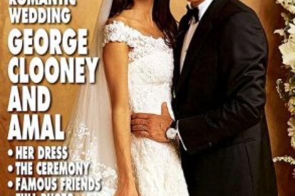 بالصور : أمل علم الدين في أول ظهور لها بفستان الزفاف مع عريسها جورج كلوني