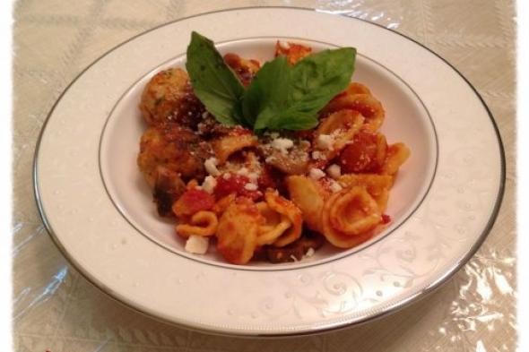 Orecchiette with Mini Chicken Meatballs