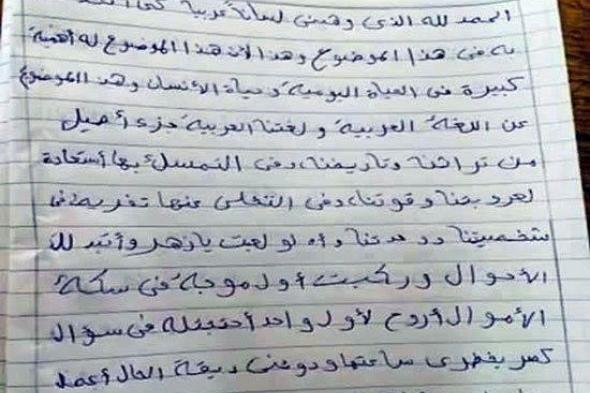 صورة- أحمد شيبة يظهر في امتحان اللغة العربية بالشهادة الإعدادية