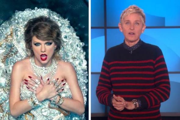 بالفيديو - إيلين ديجينيريس تسخر من كليب تايلور سويفت الجديد