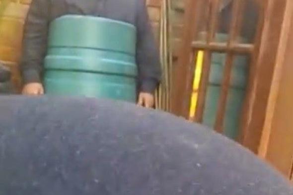 بالفيديو.. رجل محاصر داخل برميل يثير ضحك أسرته